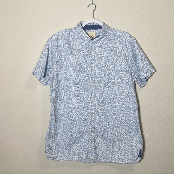 Hope & Henry Blue Floral Linen Blend Casual Button Up Shirt Boys Size Large - Picture 1 of 15
